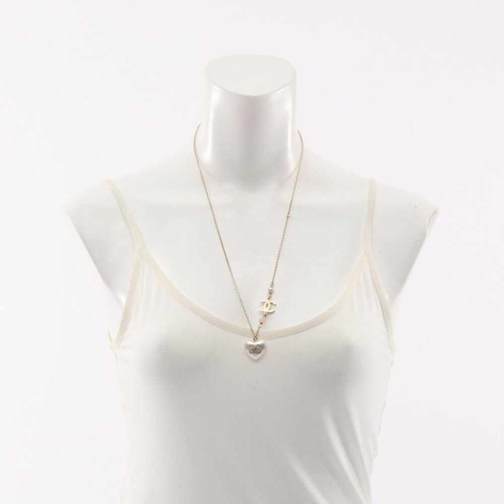 Chanel Necklace CC Logo Gold Pink White - Picture 6 of 7